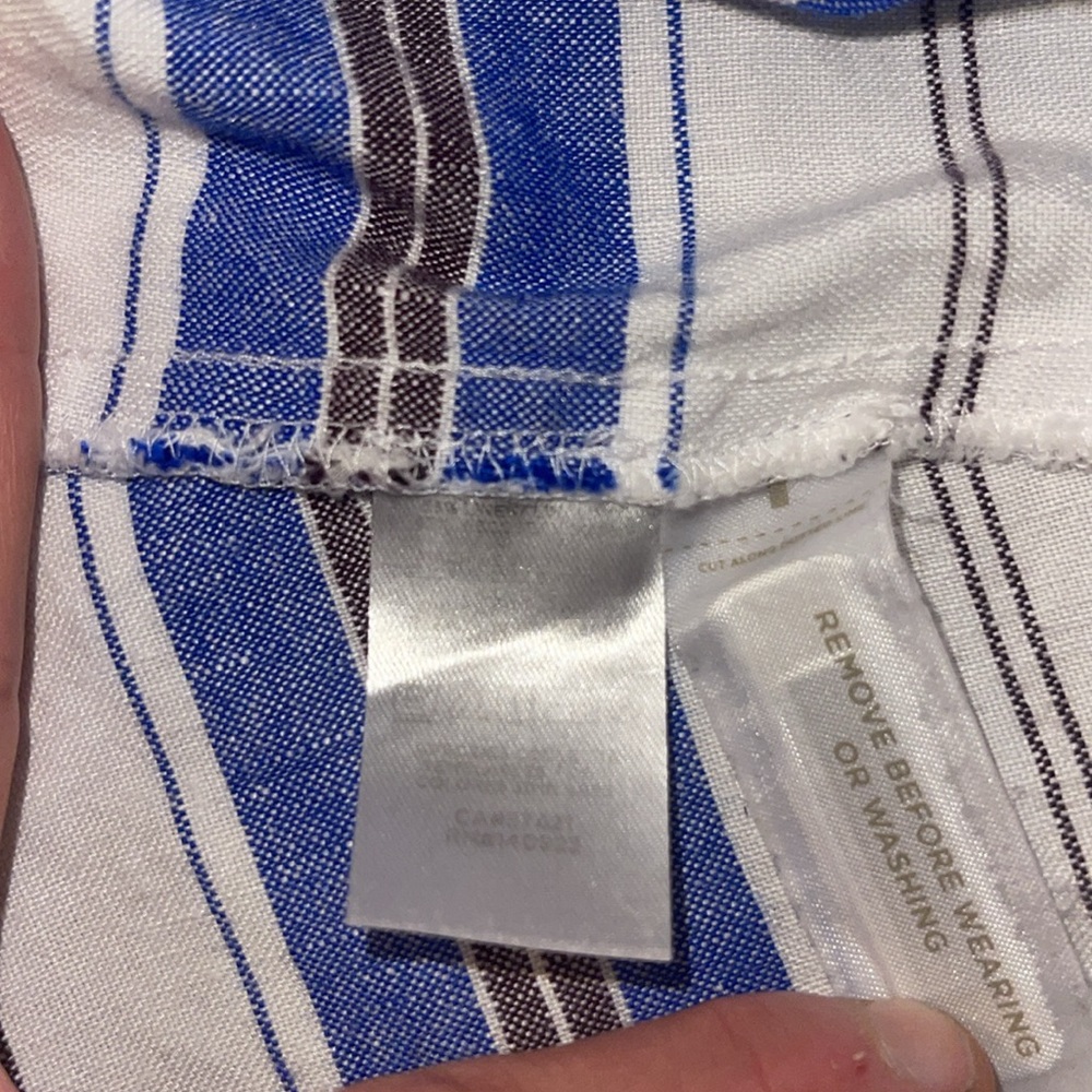 Loft Women’s Linen White/Blue Striped Sleeveless Dress size Large - Picture 5 of 7